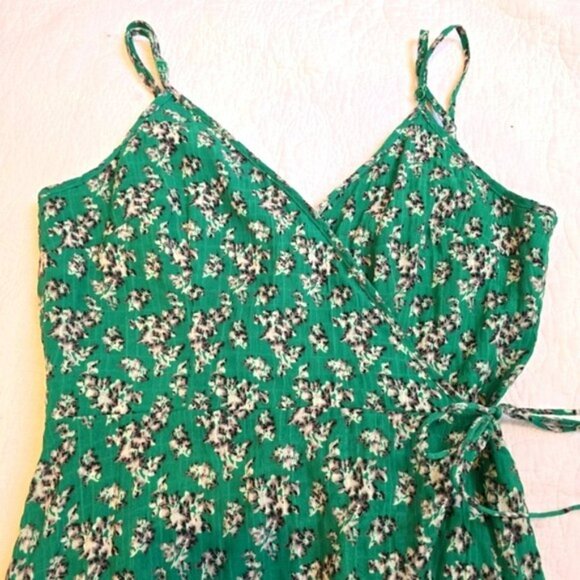 The Fifth Label Women's Wrap Maxi Dress Size XS Green Floral Ruffle Hem Boho - Picture 4 of 15